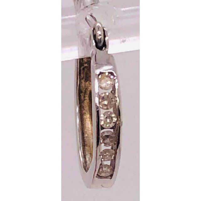 14 Karat White Gold Diamond Half Hoop Earrings, A Pair For Sale - Image 10 of 10