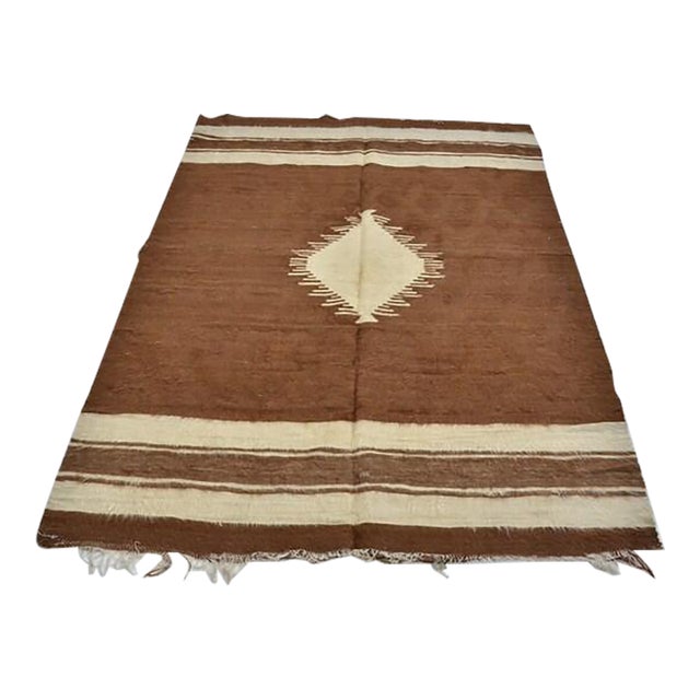 Vintage Handwoven Natural Goat Hair Kilim Rug For Sale