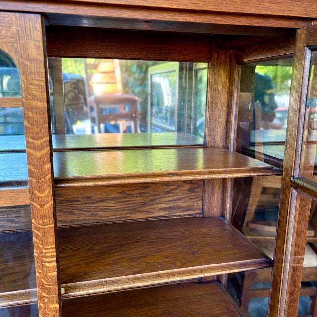 Antique Arts & Crafts Mission Oak China or Display Cabinet For Sale - Image 9 of 10