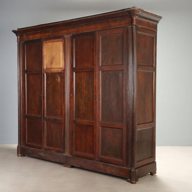19th Century Louis Philippe Walnut Wardrobe, Italy For Sale - Image 16 of 16
