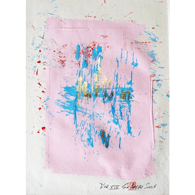D'OR. XIX Framed abstract pink with gold leaf painting Gold leaf is brilliant for modern painting. Brings to life elegant...