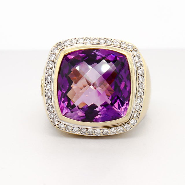Vintage David Yurman 18k Yellow Gold, Amethyst, & Diamond Albion Cocktail Ring For Sale - Image 10 of 14