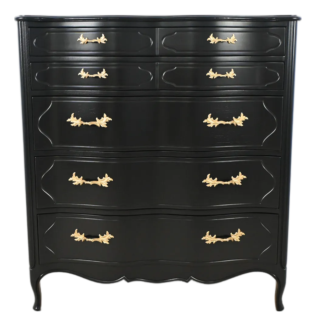 slim fit dress slacks Six Drawer Vertical Dresser Black Wood Gold Handles — ShipItFurniture main image 0