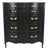 Black Lacquered French Provincial Chest of Drawers With Gilt Pulls by Tomlinson | Newly Refinished For Sale