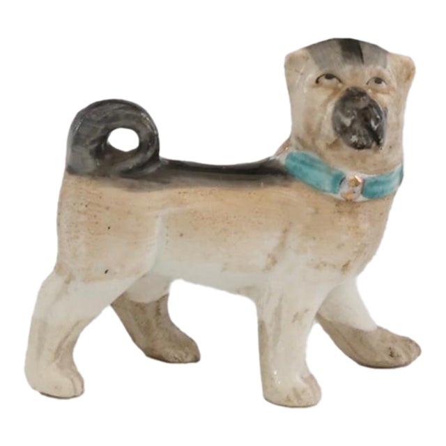 Antique Staffordshire Porcelain Pug Dog For Sale