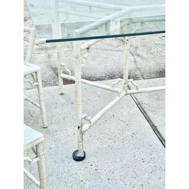 Metal Vintage Faux Bamboo Patio Dining Table and Chairs-Set of 7 For Sale - Image 7 of 12
