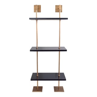 Marais 3-Tier Black & Aged Brass Shelf 24"W For Sale