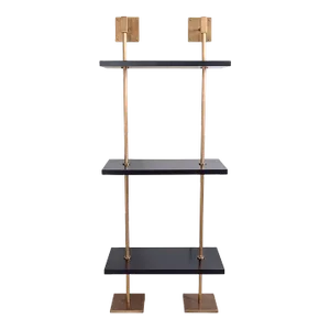 Marais 3-Tier Black & Aged Brass Shelf 24"W