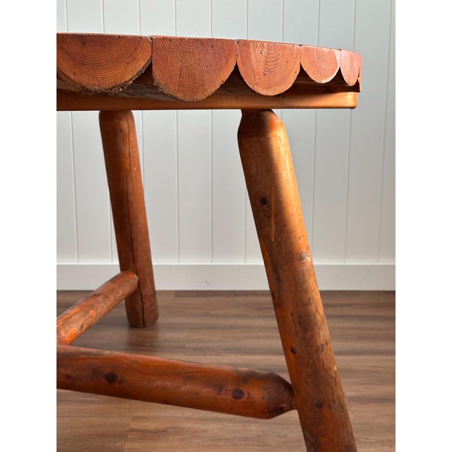 Antique Rustic Alpine Scalloped Pine Log Dining Table For Sale - Image 4 of 15
