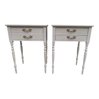 1940s Pair of French/Gustavian Style Tall Gray Nightstands Side Tables For Sale