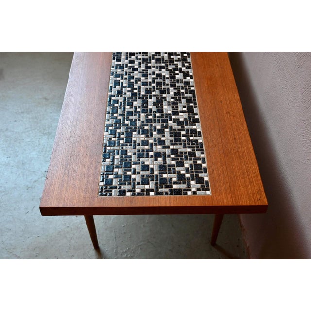 Coffee Table with Teak Spindle Base and Ceramic Mosaic, 1970s For Sale - Image 11 of 18