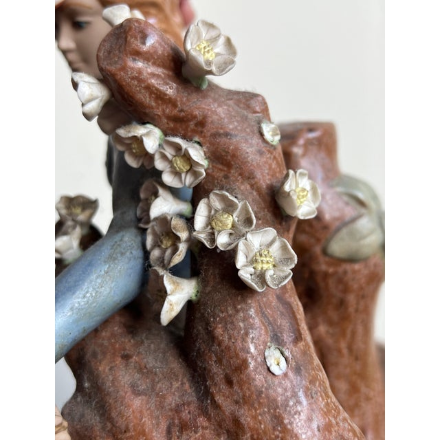 Spanish Handcrafted Figure of a Girl Sitting on a Tree with Flowers by Nadal, 1950s For Sale - Image 6 of 10