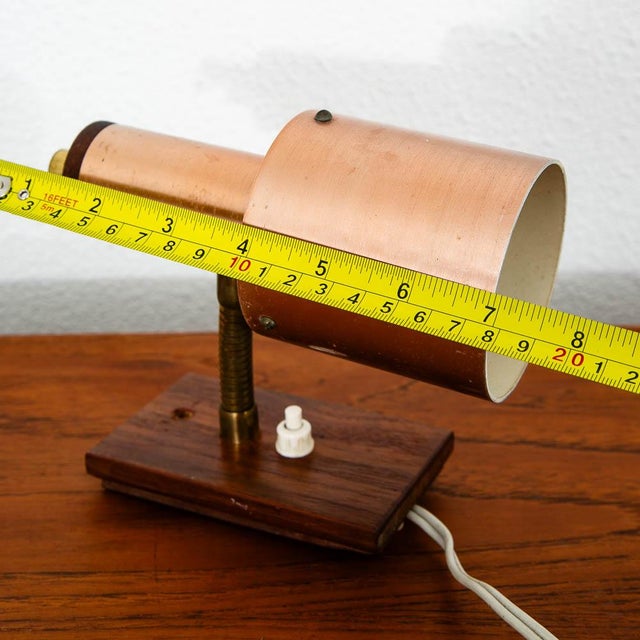 Mid Century Modern Wall Sconce Lamp Lighting Rosewood Copper Denmark MCM For Sale - Image 9 of 10
