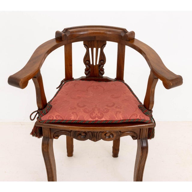 Pair of Lyre Form Back Walnut Tub Chairs For Sale - Image 11 of 11