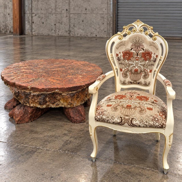 1980s Vintage French Style Floral Upholstered Wood & Chenille Dining Chairs - Set of 8 For Sale In Los Angeles - Image 6 of 12