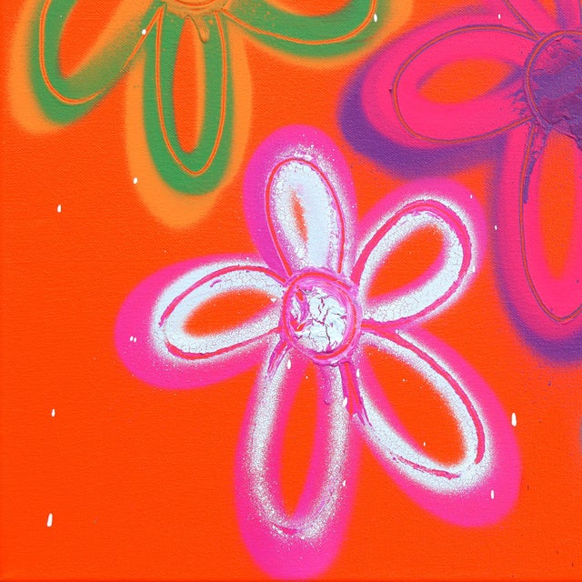 Happy Mood Changer - Original Vibrant Abstract Floral Mixed Media Art on Canvas For Sale In Los Angeles - Image 6 of 9