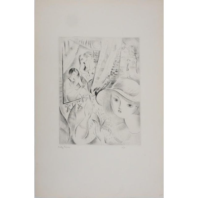 Mily possoz (1888-1968) lily of the valley original etching signed in pencil numbered out of 60 copies (photo of the...