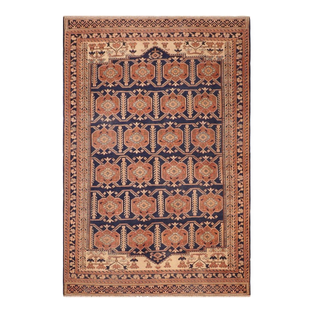 1980s 1980s Vintage Bohemian Blue/Beige Wool Rug For Sale