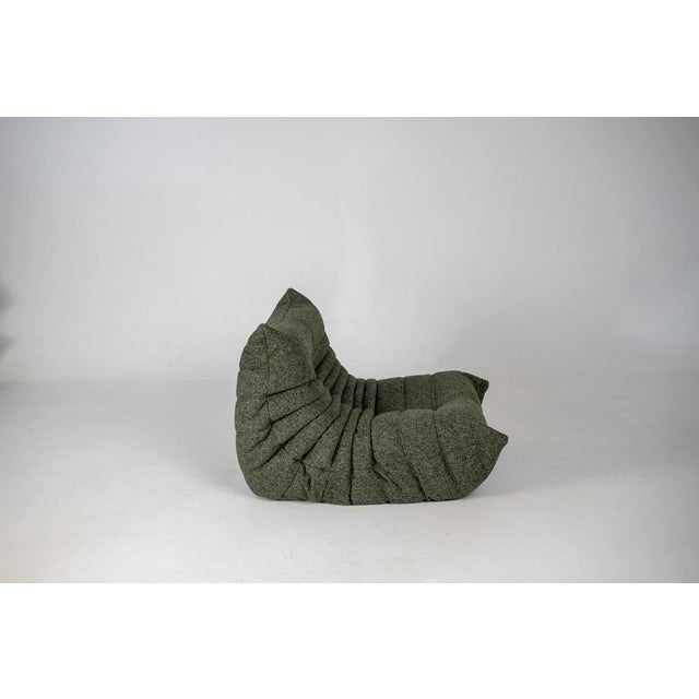 Textile Set of Togo Lounge Chair and Pouf in Grey Tweed Fabric by Michel Ducaroy for Ligne Roset, 1973 For Sale - Image 7 of 18
