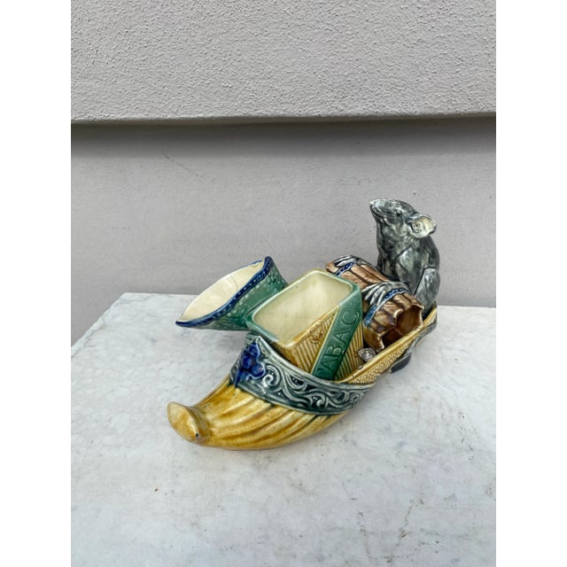 Belgium Majolica Rat Smoke Set Wasmuel , Circa 1900 For Sale In Austin - Image 6 of 9