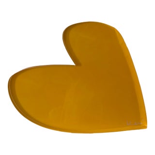 Signed Kerri Rosenthal Yellow Acrylic Heart Sculpture – Retired Design For Sale