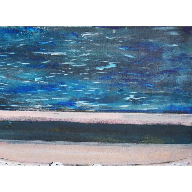 Moisés Villafuerte "Salvame" Blue, Pink, and Red Abstract Contemporary Seascape Painting with Texts, 2022 For Sale - Image 4 of 9