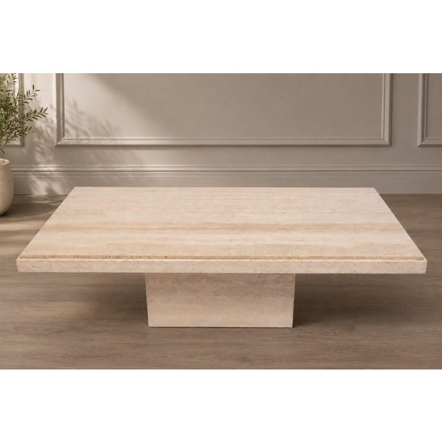 Postmodern Postmodern Travertine Coffee/Cocktail Table c.1970 Italy For Sale - Image 3 of 5