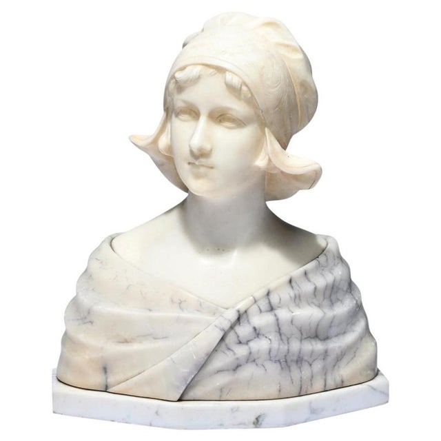 Gustave van Vaerenbergh, Bust of a Young Girl, Marble For Sale - Image 8 of 8