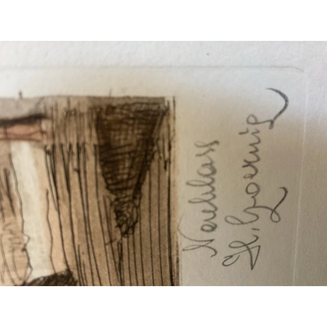 Vintage Hand Colored Etching by Austrian Artist Herta Czoernig - Framed For Sale - Image 9 of 12