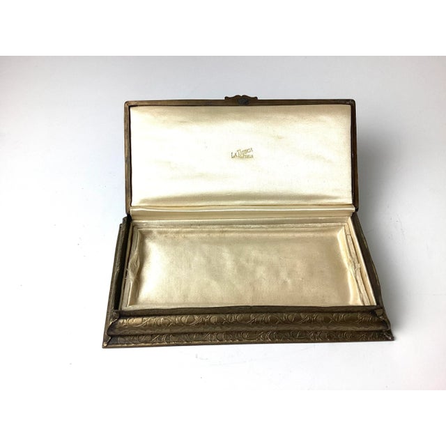 1920s 1920s Vintage Art Deco La Tausca Brass Jeweled Ormolu Jewelry Box For Sale - Image 5 of 9