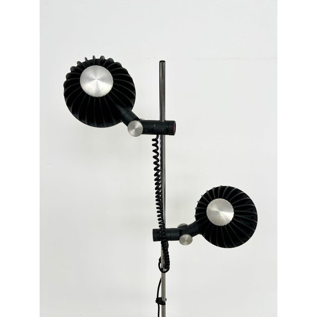 1970s 2-Spot Floor Lamp in Brushed Steel and Matte Black from Fase, 1970s For Sale - Image 5 of 12