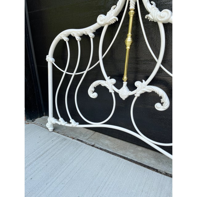 Mid 20th Century Vintage French Cottage Iron & Brass Full Size