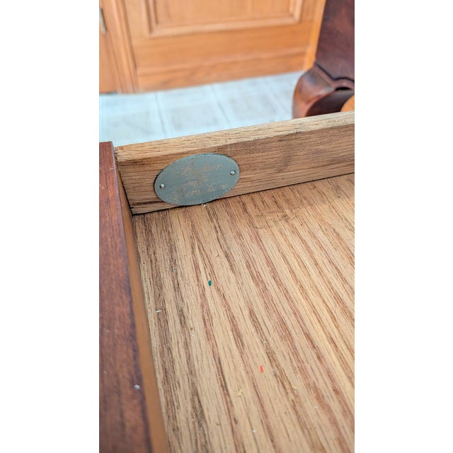 Mid 20th Century Vintage Baker French Provincial Cherry Wood Inlaid Console Table Writing Desk - 48" For Sale - Image 5 of 7