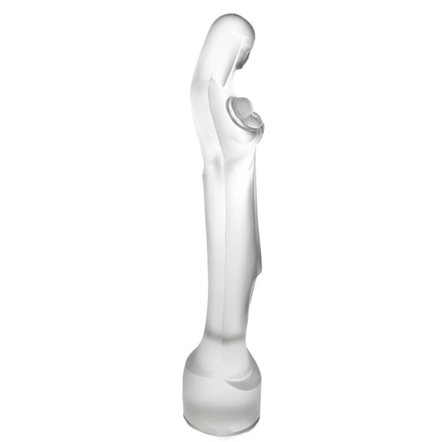 Minimalism Leer Dam Holland Frosted Glass Madonna & Child Art Deco Figure, 15" For Sale - Image 3 of 13