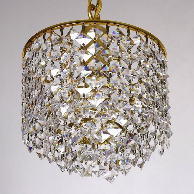 Brass and Crystal Rainbow Chandelier from Palwa, 1970s For Sale - Image 10 of 18