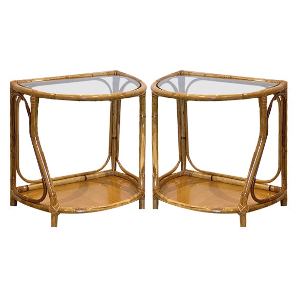 Bamboo Bedside Tables, 1970s, Set of 2 For Sale