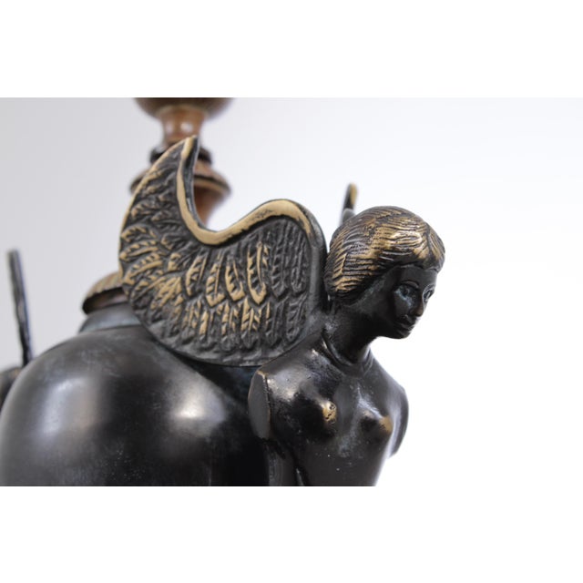 Metal 1980s Neoclassical Decorative Bronze Urn With Figural Side Mounts For Sale - Image 7 of 11