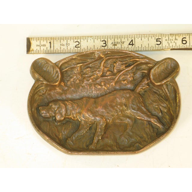 Early 20th Century ANTIQUE ASHTRAY ART PLAQUE SOLID BRONZE, HUNTING DOG TOBACCO FISHING SPORT HUN For Sale - Image 5 of 7