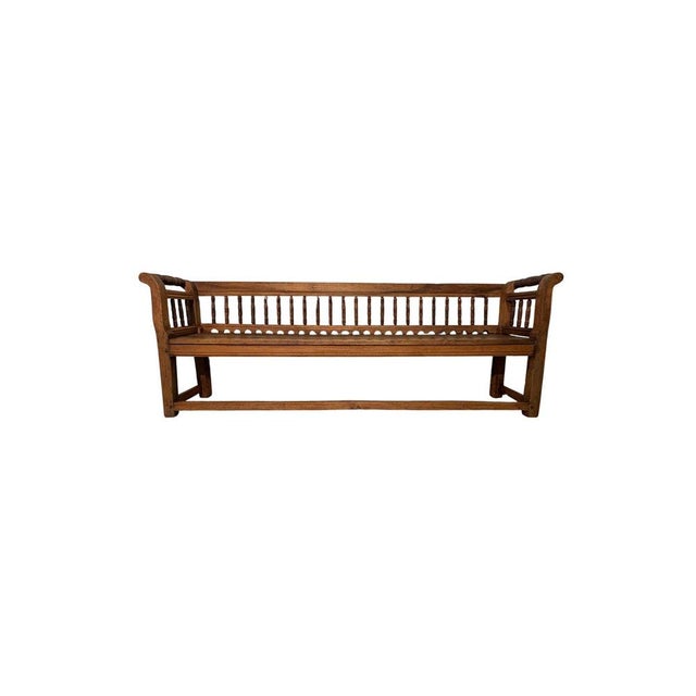 19th Century Walnut Bench with Worked Backrest and Armrests For Sale - Image 6 of 6