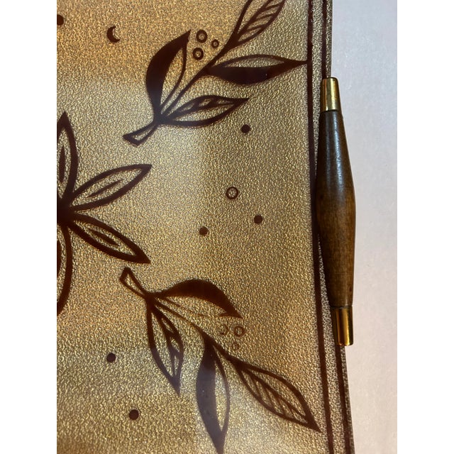 1960s Georges Briard Vintage Glass Serving Tray With Wood Handles & Brass Details For Sale - Image 5 of 8