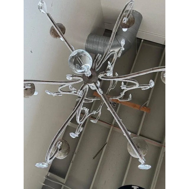 Italian Crystal Beaded Chandelier, Mid-20th Century For Sale - Image 9 of 13