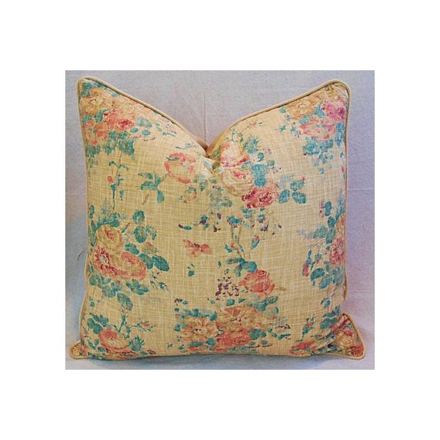 Designer Ralph Lauren Linen & Velvet Feather/Down Pillows 24" Square