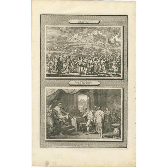 Baroque Pieter Mortier, Burning of Jerusalem and the Release of Jehoiachin, 1700, Engraving For Sale - Image 3 of 12