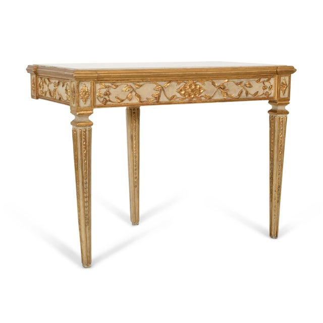 Italian Painted Giltwood Marble-Top Console / Entry Table Italian, Early to Mid- For Sale - Image 4 of 11