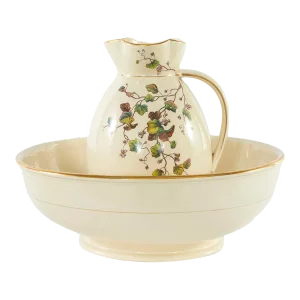 19th Century English Porcelain Bath / Chamber Service - 2 Piece Set