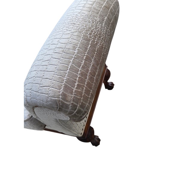 Vintage Oversized Window Bench Settee Alligator Print Paw Feet Attributed to Ralph Lauren For Sale - Image 14 of 18