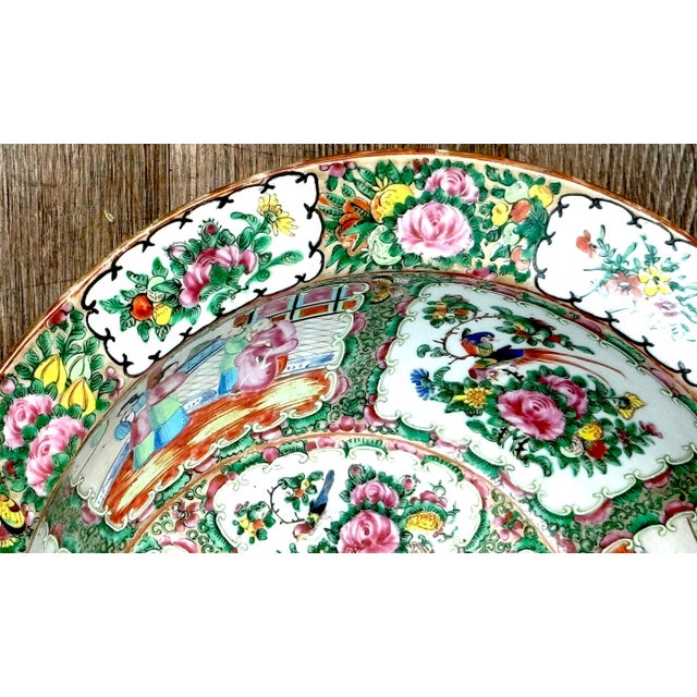 Stunning Large 19th Century Rose Medallion Rimed Bowl/Basin For Sale - Image 12 of 12