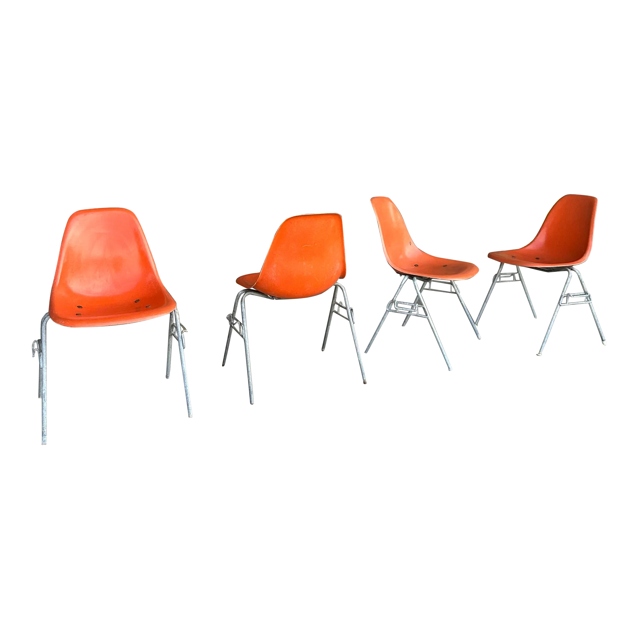 Orange Eames Shell Chairs for Herman Miller | Chairish