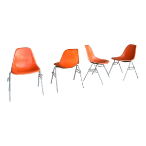 Orange Eames Shell Chairs for Herman Miller