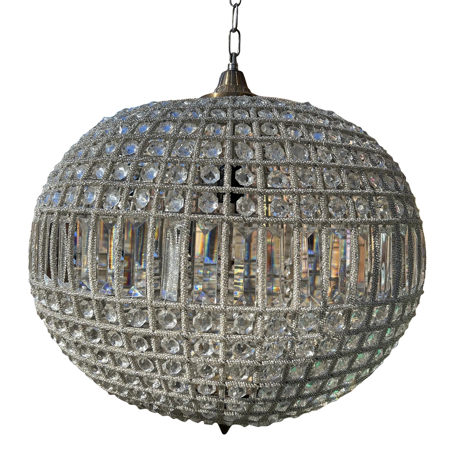 Contemporary Large French Sphere Crystal Chandelier Chairish